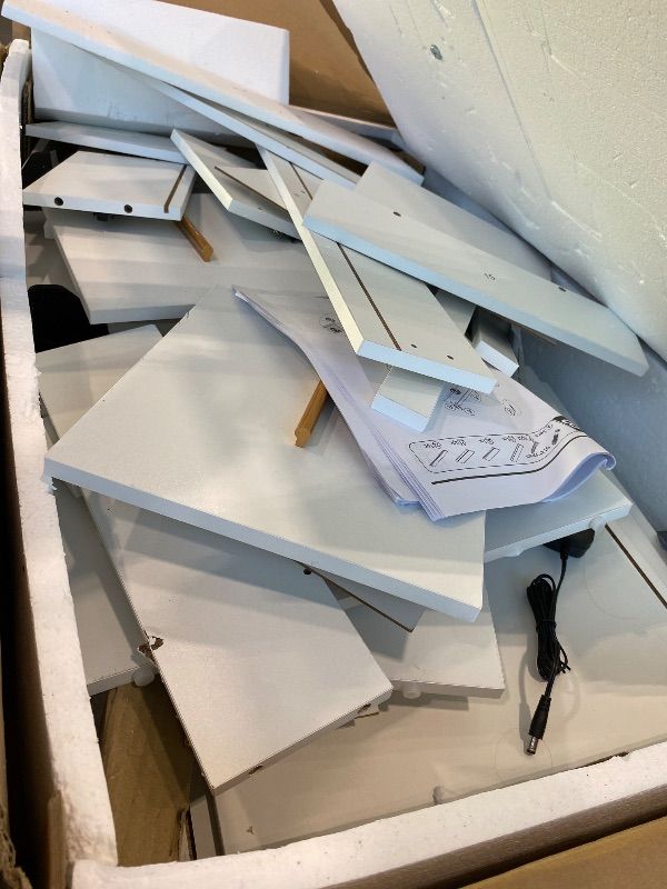 Photo 1 of *Missing Parts - Check clerk notes*
DWVO Makeup Vanity Desk with Mirror & Lights, 40inch Vanity Table with Power Outlets, 4 Drawers & 6 Open Storage Shelves, 3 Color Modes & Adjustable Brightness Dressing Table for Bedroom, White