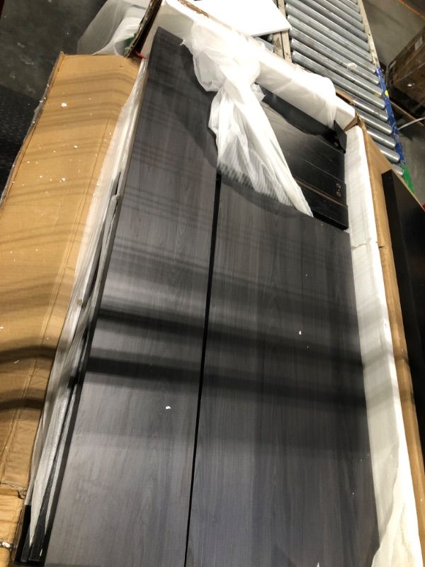 Photo 1 of ** new**Tribesigns 78" L-Shaped Executive Desk, Large Modern Office Desk with Drawers and Lateral File Cabinet, Business Furniture with Storage Shelves, Big Computer Desk for Home Office (Grey + Blcak)