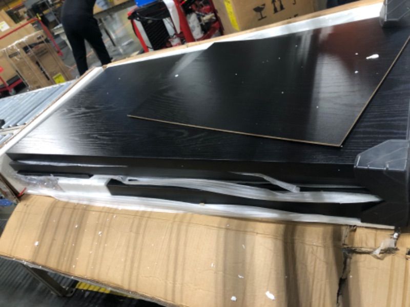 Photo 1 of ** new**Tribesigns 78" L-Shaped Executive Desk, Large Modern Office Desk with Drawers and Lateral File Cabinet, Business Furniture with Storage Shelves, Big Computer Desk for Home Office (Grey + Blcak)