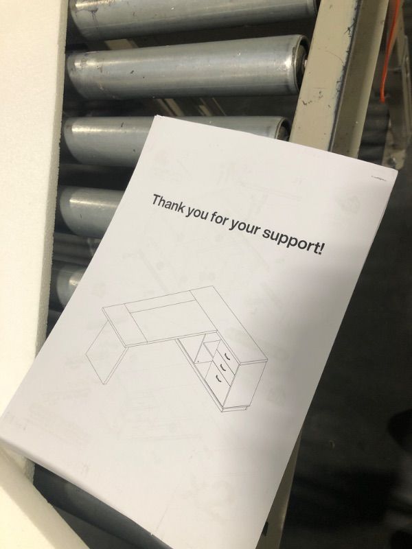 Photo 1 of ** new**Tribesigns 78" L-Shaped Executive Desk, Large Modern Office Desk with Drawers and Lateral File Cabinet, Business Furniture with Storage Shelves, Big Computer Desk for Home Office (Grey + Blcak)