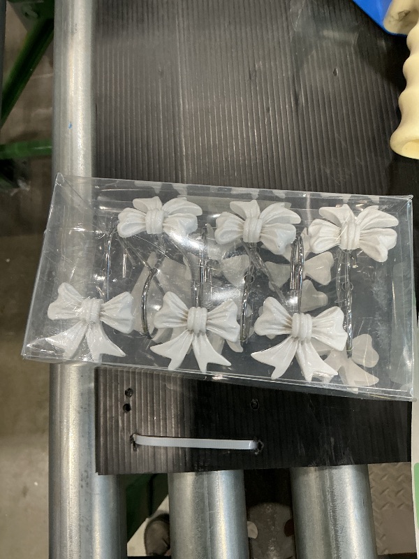 Photo 1 of 12pcs Bow Knot Shower Curtain Hooks, Decorative Bathroom Bow Hangers Cute Metal Curtain Rings for Bathroom Baby Room Nursery Art Decor (White)