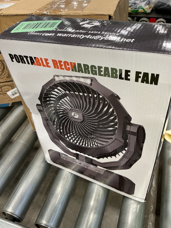 Photo 1 of 24000mAh Camping Fan - Detachable Rechargeable Battery Operated Fan with Light & Hook for Tent, Outdoor - USB Table Fan with 4 Speeds for Picnic, BBQ, Fishing, Travel, Hurricane
