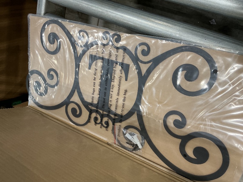 Photo 1 of 24 Inch House Plaque Letter - Wrought Iron Metal Scrolled Monogram Initial Letter Home Door Wall Hanging Art Decor Family Name Last Name Letter Sign (T, 24 x 11 inches,Thick 2mm) Christmas Gift