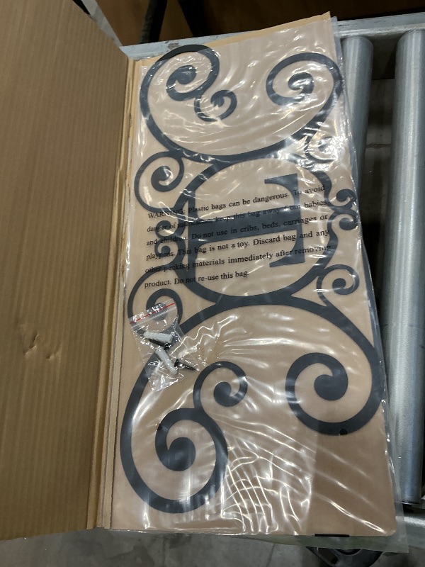 Photo 1 of 24 Inch House Plaque Letter - Wrought Iron Metal Scrolled Monogram Initial Letter Home Door Wall Hanging Art Decor Family Name Last Name Letter Sign (T, 24 x 11 inches,Thick 2mm) Christmas Gift