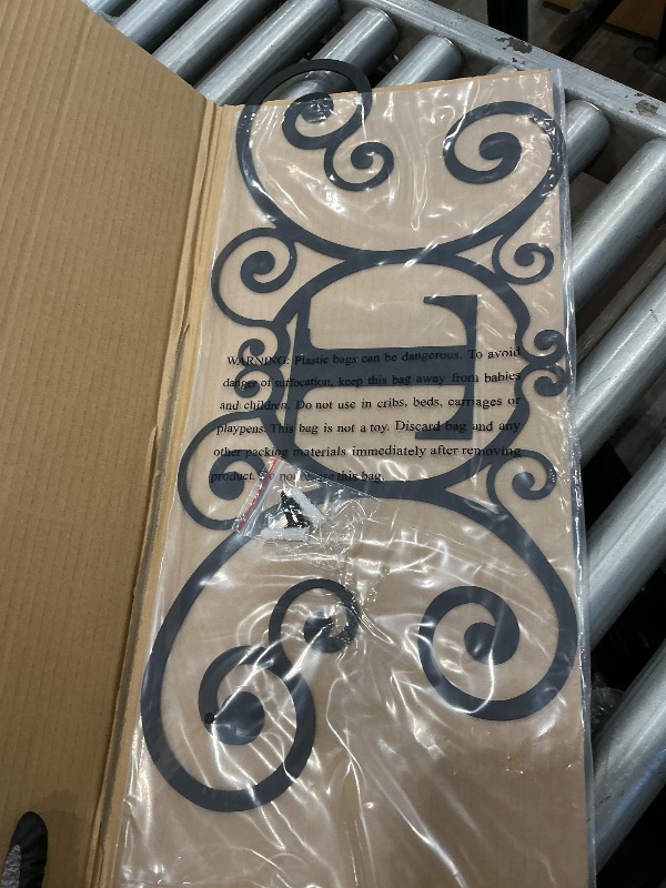 Photo 1 of 24 Inch House Plaque Letter - Wrought Iron Metal Scrolled Monogram Initial Letter Home Door Wall Hanging Art Decor Family Name Last Name Letter Sign (T, 24 x 11 inches,Thick 2mm) Christmas Gift