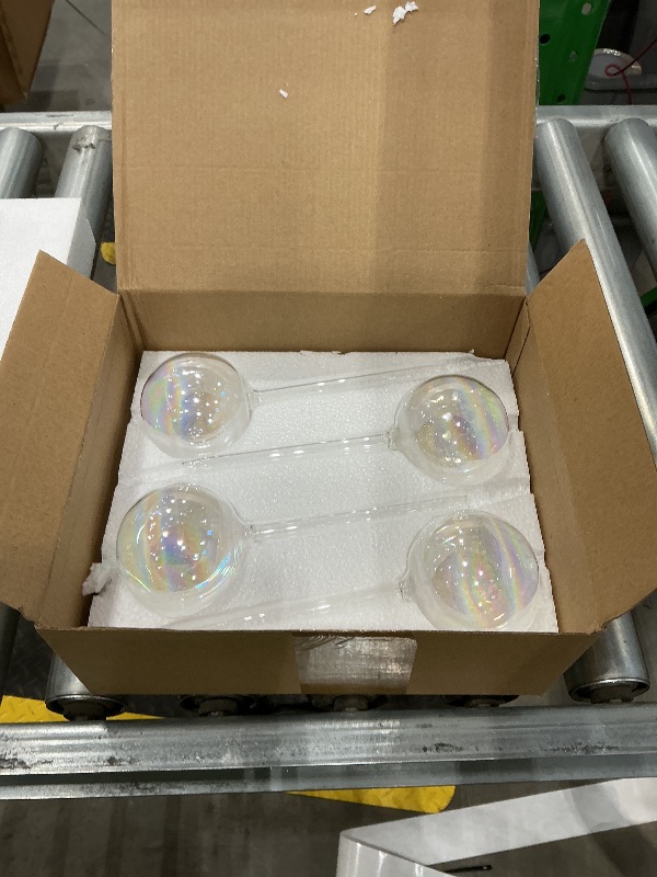 Photo 1 of [4 PCS] Light Iridescent Rainbow Gradient Color Clear Glass Self-Watering System Spikes, Automatic Plant Waterer Bulbs