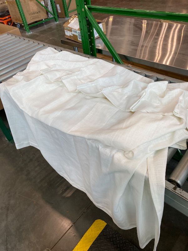 Photo 1 of *Missing Parts* 92 Inch Long Pinch Pleat Linen Curtains for Living Room 1 Panels Natural Cream Boho Semi Sheer Light Filtering Neutral 92 Inch Pleated Curtain with Rings Hooks Floor Ceiling Bedroom Window