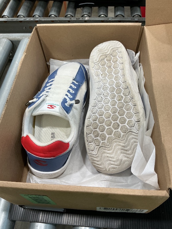 Photo 1 of *Major Damaged - Check clerk notes*
HOBIBEAR Barefoot Shoes for Women Men Wide Toe Box Zero Drop Walking Shoes White/Blue, 9.5 Women/8 Men Wide