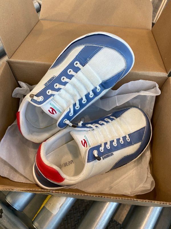 Photo 1 of *Major Damaged - Check clerk notes*
HOBIBEAR Barefoot Shoes for Women Men Wide Toe Box Zero Drop Walking Shoes White/Blue, 9.5 Women/8 Men Wide
