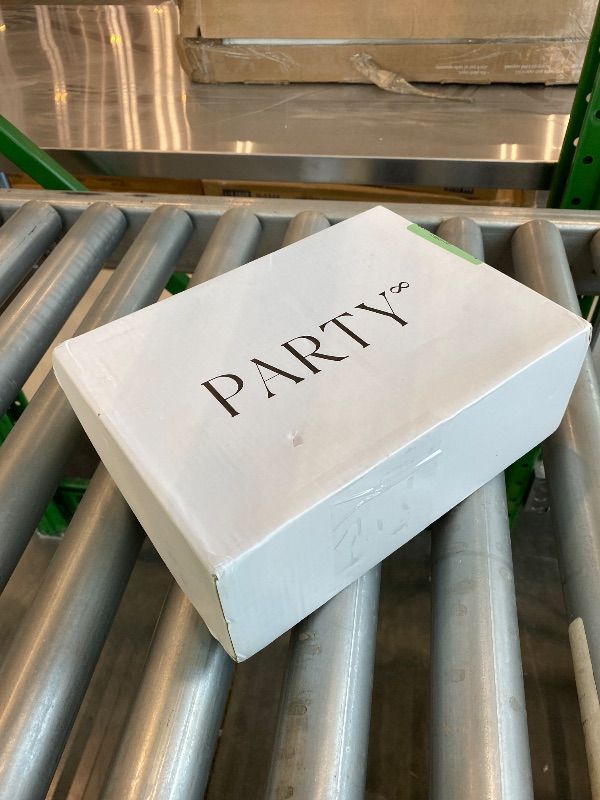 Photo 1 of *Minor Damaged* PARTY Women's Open Toe Ankle Strap Low Block Chunky Heels Sandals, White Pearl, Size 6.5