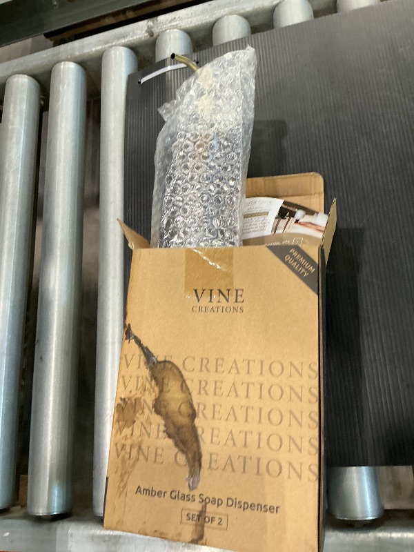 Photo 1 of *** just one***Vine Creations Amber Glass Soap Dispenser,  Kitchen Soap Dispenser Set with Stainless Steel Pump, 16 oz Dish Soap and Hand Soap Dispenser for Bathroom with Waterproof Labels