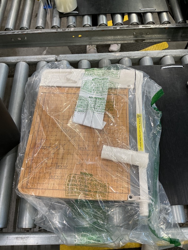 Photo 1 of 12 inch Wood Guillotine Paper Cutter, Heavy Duty Wood Paper Trimmer with 16 Sheets Paper Cutting Board for Classroom, Crafting, Cardstock, Art Projects (White)