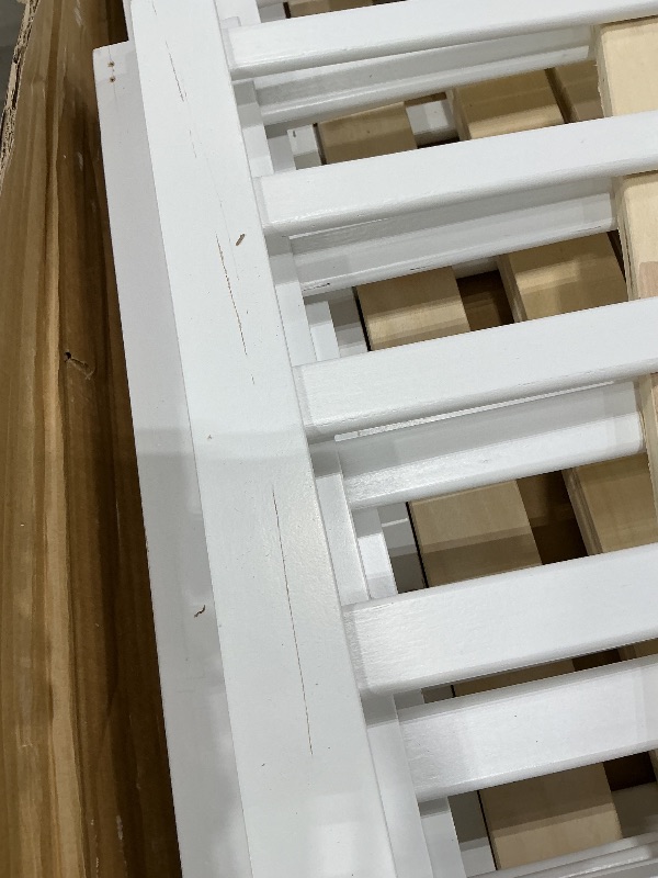 Photo 1 of ***SEE CLERK COMMENTS*** Lyngins Full Size Floor Bed, Toddler Floor Bed Frame with High Guardrails, Solid Wood Montessori Beds Full with Support Slats, Fence and Door for Kids, Boys or Girls - White