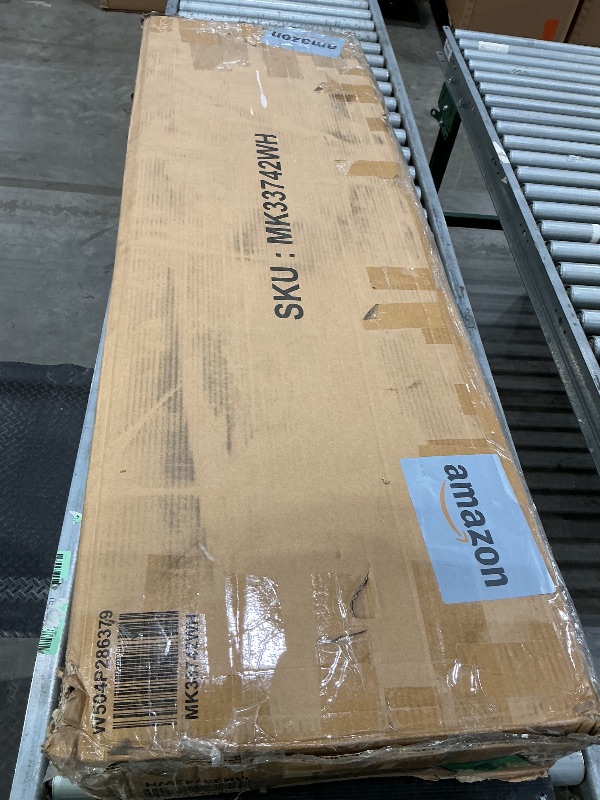 Photo 1 of ***SEE CLERK COMMENTS*** Lyngins Full Size Floor Bed, Toddler Floor Bed Frame with High Guardrails, Solid Wood Montessori Beds Full with Support Slats, Fence and Door for Kids, Boys or Girls - White