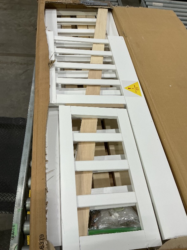 Photo 1 of ***SEE CLERK COMMENTS*** Lyngins Full Size Floor Bed, Toddler Floor Bed Frame with High Guardrails, Solid Wood Montessori Beds Full with Support Slats, Fence and Door for Kids, Boys or Girls - White