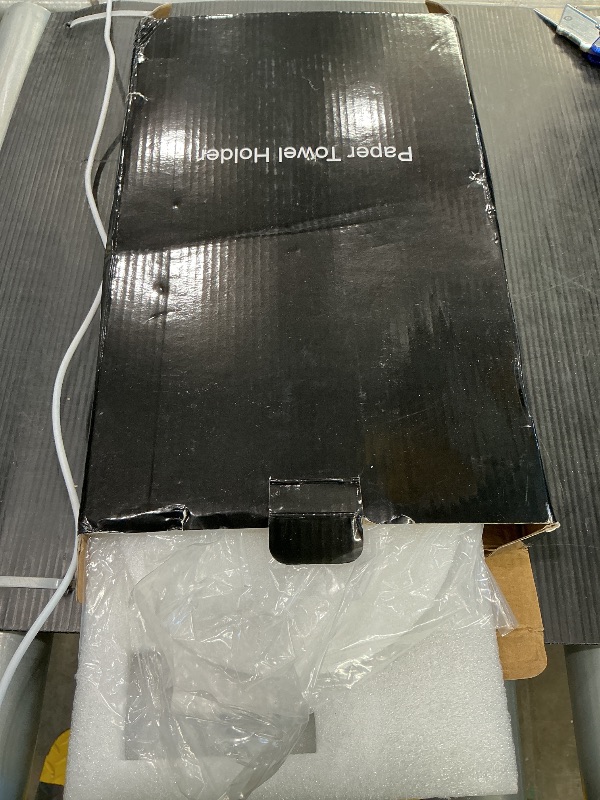 Photo 1 of **MISSING PARTS - Missing the poles**
Paper Towel Holder Countertop, Standing Paper Towel Roll Holder for Kitchen Bathroom, with Weighted Marble Base for One-Handed Operation (Black), Black Paper Towel Holder, Marble