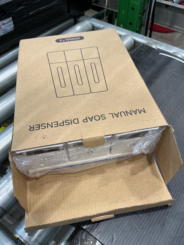 Photo 1 of 1984 Shower Soap Dispenser Bathroom Set Shampoo Conditioner Body Wash Dispenser Wall Mounted Shower Shampoo Dispenser 3 Chamber No Drill for Home Star Hotel 3 x 400ml Beige