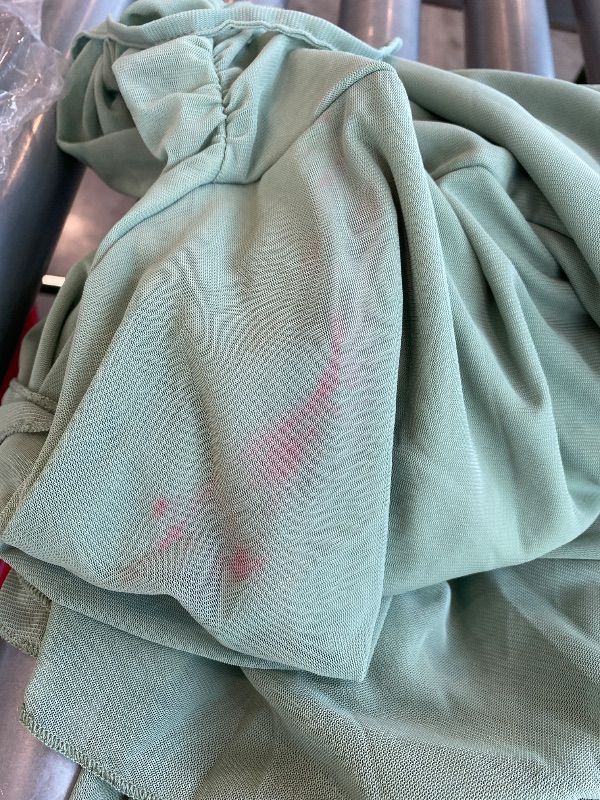 Photo 1 of *Minor Damage*
BEAUDRM Women's Plus Size Ruffle Bodycon Maxi Dress Asymmetrical Trim Square Neck Dress Split Thigh Ruched Cami Dresses Mint Green Large Plus