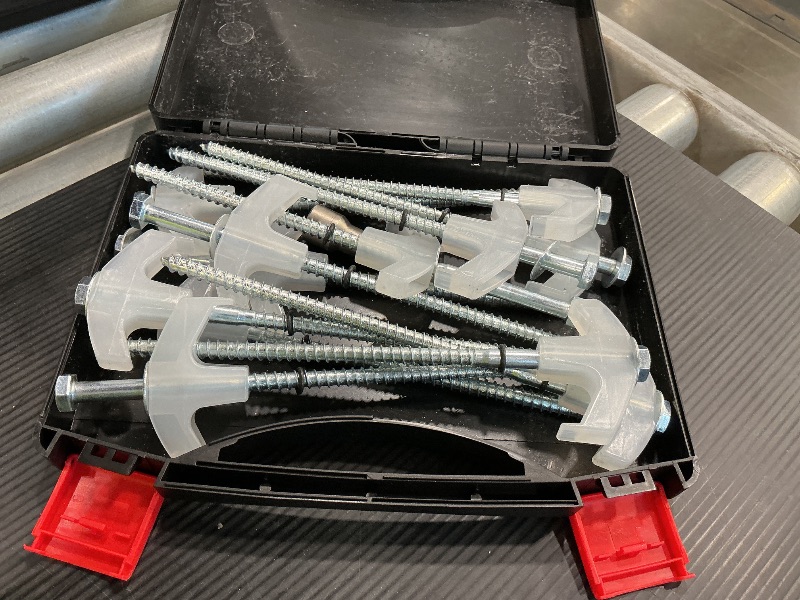 Photo 1 of 8" Screw in Tent Stakes - 12 Pack Heavy Duty Glow in The Dark Ground Anchors for Camping, Canopy, Awning and Outdoor Use Tent Pegs - Durable Metal Tent Spikes with Hex Head Driver & Storage Box