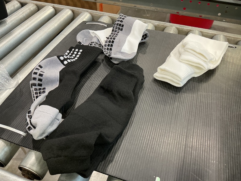 Photo 1 of 2 Set Soccer Grip Socks,Shin Guard Sleeves for Football Basketball for Men and Women One Size (2 Set (Black+White))