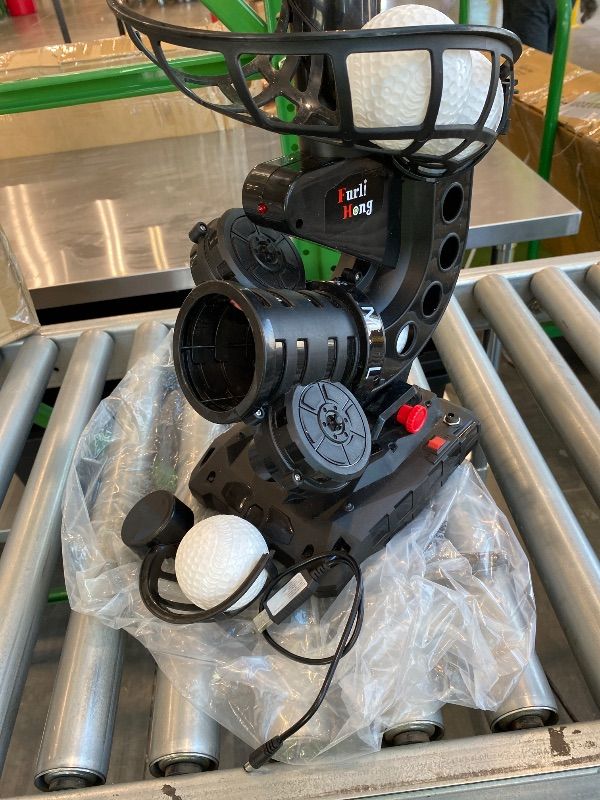 Photo 1 of *Missing Parts* 388BH Baseball Pitching Machine, 4 Adjustable Angles, 3 Pitch Angles, Power Bank/Battery Powered, Includes Training Balls, for Beginners