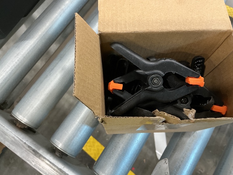 Photo 1 of 12 Pack Plastic Spring Clamps, 3.5inch Small Heavy Duty Clips for Crafts, Backdrop Stand, Woodworking, Photography Studios (Black)