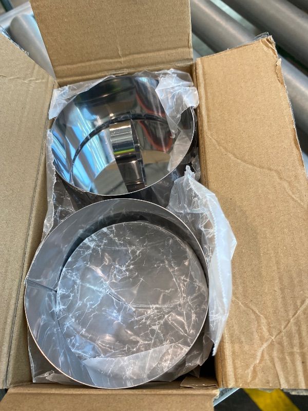 Photo 1 of *Missing Parts*DATANYA Cake Rings Mold Stainless Steel Round Ring Molds, 4 Inch Food Rings Dessert Mousse Molds Cooking Rings with Pushers for Pastry Baking (6 Rings and 1 Pushers) **MISSING ONE PUSHER**