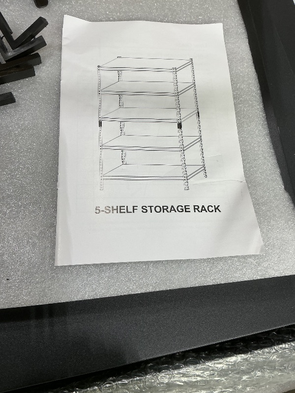 Photo 1 of ***SEE CLERK COMMENTS*** SDXYSTCE Garage Shelving Heavy Duty 2500LBS Loads, 48" W Adjustable Garage Storage Shelves, 5-Tier Metal Shelving Units and Storage, Industrial Utility Shelf, 48" Wx18 Dx78 H,Black