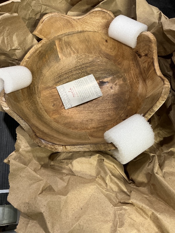 Photo 1 of ***SEE CLERK COMMENTS*** Mela Artisans Medium Scalloped Decorative Wooden Bowl | 10 Inch Mango Wood Fruit & Serving Bowl | Natural Grain Texture | Ideal for Kitchen Counter | Snacks | Desserts | Bread | Handcrafted Decor