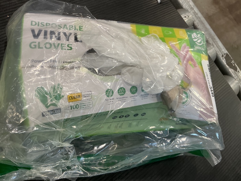 Photo 1 of *Minor Damaged*
SWIFTLITE Disposable Vinyl Gloves, Food Safe, Latex-Free Powder-Free Clear Plastic Gloves for Cooking, House Clean, Food Prep (100, Large)