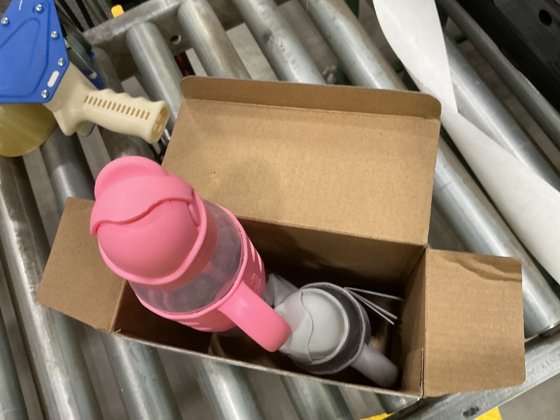 Photo 1 of *Dirty*
Dr. Brown's Milestones Narrow Sippy Straw Bottle, Spill-Proof with 100% Silicone Handles and Weighted Straw, 8 oz/250 mL, Gray & Pink, 6m+