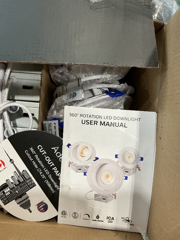 Photo 1 of Adetu 4 inch 5CCT Gimbal Led Recessed Lights, 360°+90° Adjustable Directional Recessed Lighting, 2700K/3000K/3500K/4000K/5000K Dimmable Retrofit Eyeball Can Lights with Jbox, ETL(White, 6 Pack)