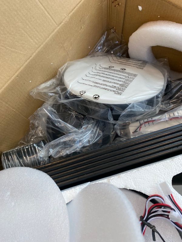 Photo 1 of *Missing items* *screws* FUMLTP 56inch Black Ceiling Fans with Lights and Remote/App Control, Dimmable LED, Reversible DC Motor, Noiseless, 6 Double-Side blades, 6 Speeds Low Profile Ceiling Fan for Indoor/Outdoor Use