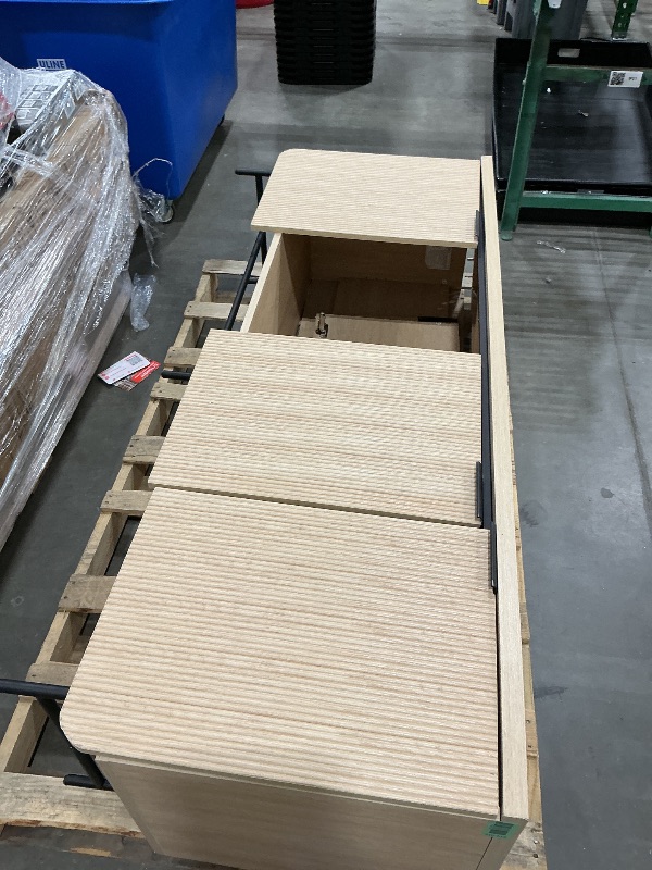 Photo 1 of *MISSING PARTS UNKNOWN*
Walker Edison Reema Fluted 4-Door Kitchen Sideboard Buffet Console, 69 Inch, Coastal Oak