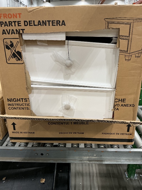 Photo 1 of *Major Damaged - Check clerk notes*
Signature Design by Ashley Fortman Traditional 2 Drawer Night Stand, White