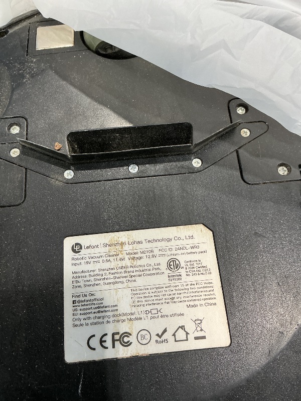 Photo 1 of *Missing Parts*
Lefant M210 Robot Vacuum Cleaner, 120-Min Runtime, Compact Design, Powerful Suction, Low Noise, Wi-Fi/App/Voice Control, Self-Charging, Scheduled Cleaning, Ideal for Pet Hair and Hard Floors, Black
