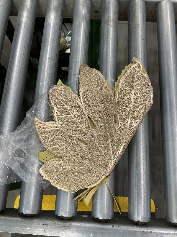 Photo 1 of 16"×14" Pressed Vinyl Metallic Fall Placemats for Dining Table Set of 6,Table Mats Washable and Wipeable Place Mats for Christmas Wedding Thanksgiving Party Event Holiday Autumn Harvest