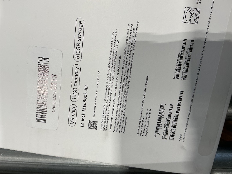 Photo 1 of *USED*
Apple 2025 MacBook Air 13-inch Laptop with M4 chip: Built for Apple Intelligence, 13.6-inch Liquid Retina Display, 16GB Unified Memory, 512GB SSD Storage, 12MP Center Stage Camera, Touch ID; Sky Blue