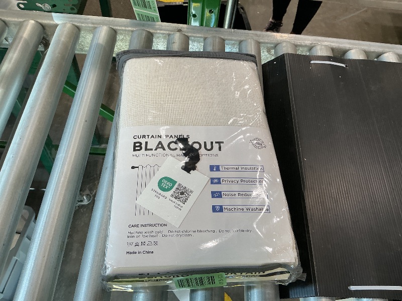 Photo 1 of 100% Blackout Shield Linen Blackout Curtains for Bedroom 84 Inches Long, Back Tab/Rod Pocket Living Room Drapes, Thermal Insulated Blackout Curtains 2 Panels Set, 50" W x 84" L, Cream