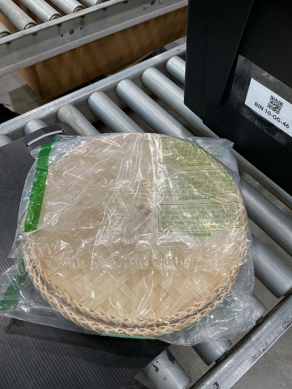 Photo 1 of 3 Pieces Handmade 13 Inch Wicker Round Fruit Basket Bamboo Woven Basket Tray Woven Food Storage Decorative Serving Tray Wall Hanging Baskets Kitchen Storage Farmhouse Decor Wall Decor Living Room