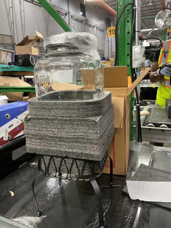 Photo 1 of 1 Gallon Beverage Dispenser with Stand, 18/8 Stainless Steel Spigot - Airtight & Leakproof Glass Sun Tea Jar with Anti-Rust Lids, Drink Dispensers for Parties - Laundry Detergent Dispenser