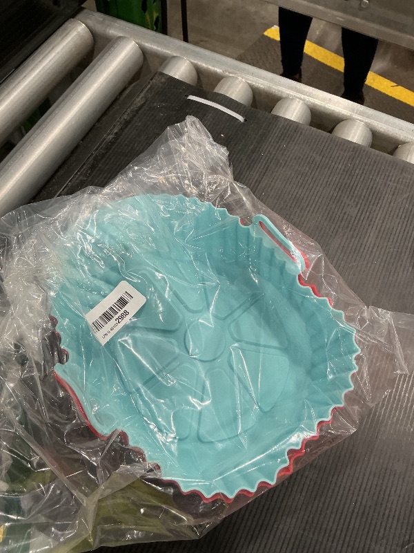 Photo 1 of 2 Pack Air Fryer Silicone Liners Pot for 3 to 5 QT, Basket Bowl, Replacement of Flammable Parchment Paper, Reusable Baking Tray Oven Accessories, Red+Blue, (Top 8in, Bottom 6.75in)