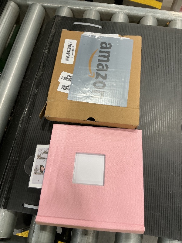 Photo 1 of 1DOT2 Photo Album 4x6 Hold 60 Photos with Memo Vertical Slip-in Pockets Photo Book, Linen Cover Picture Photo Albums with Writing Space for Wedding Baby Mother's Day Pink