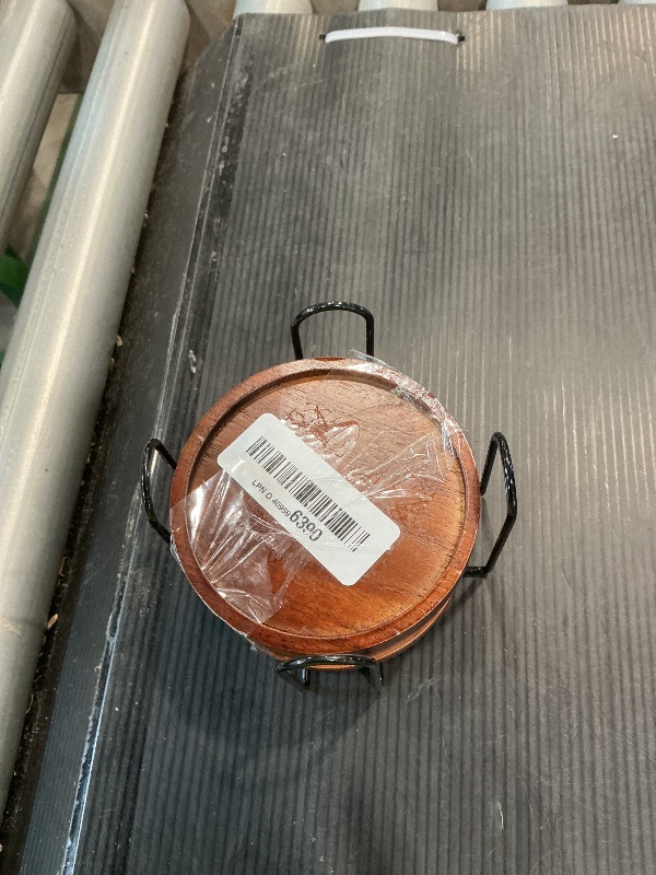 Photo 1 of 4 Pcs Wood Coasters for Drinks Absorbent, Wooden Coasters with Holder, Drink Coasters for Coffee Table, Absorbent Coaster Set for Table Protection Drink Coasters for Farmhouse, Office, Bar