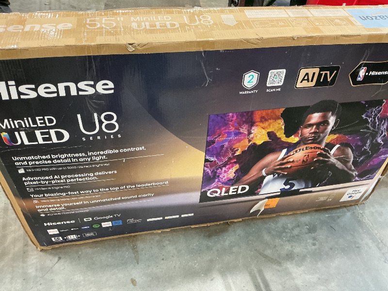Photo 1 of ***MAJOR DAMAGE*** Hisense 55" Class U8 Mini-LED ULED 4K UHD Google Smart TV