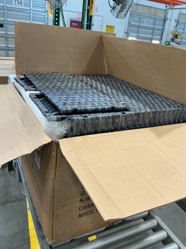 Photo 1 of ***PARTIAL SET*** Shintenchi 7 Pieces Outdoor Patio Sectional Sofa Couch, Silver Gray PE Wicker Furniture Conversation Sets with Washable Cushions & Glass Coffee Table for Garden, Poolside, Backyard (Aegean Blue)