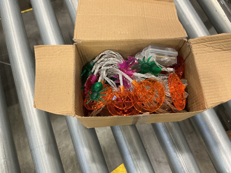 Photo 1 of 2 Pack Halloween Lights Outdoor Indoor Decorations Total 40FT 60 LED Pumpkin Bat Spider Halloween String Lights Battery Operated, 8 Modes Waterproof Cute Fairy Lights for Home Office Outside Decor