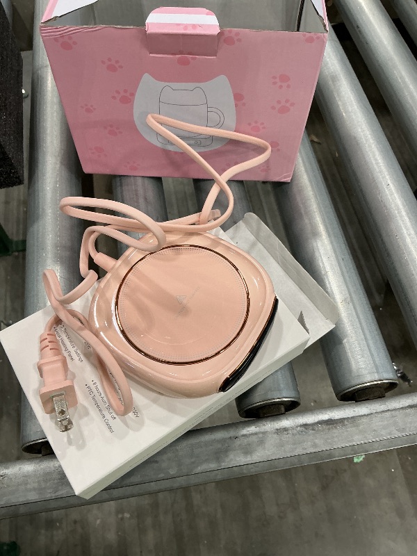 Photo 1 of ***SEE CLERK COMMENTS*** Bsigo Electric LED Display Smart Coffee Mug Warmer & Cute Cat Mug Set, Beverage Cup Warmer for Desk, Warmer Plate for Milk Tea with 3-Temperature Settings (Up to 140?/60?), 8 Hour Auto Shut Off, Pink