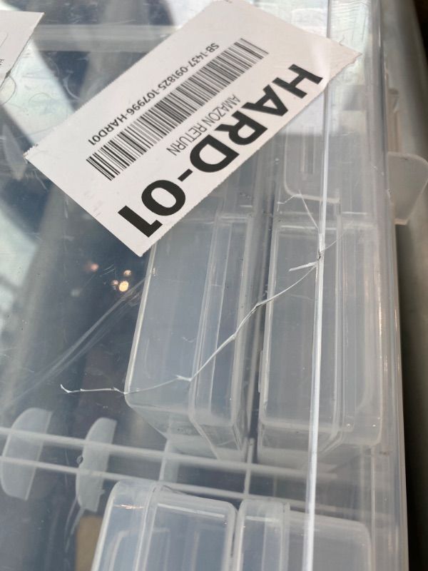 Photo 1 of *Missing Parts*
IRIS USA 4" x 6" Photo Storage Box Craft Keeper, Transparent Handle Container with 16 Organization Holder Cases for Pictures, Tasks, Scrapbooking, Stationery Storage, Clear