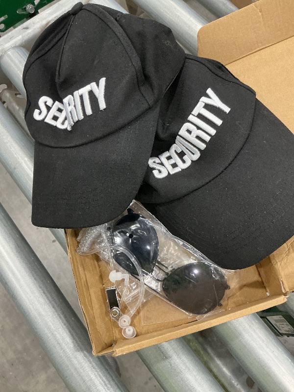 Photo 1 of ***SEE CLERK COMMENTS*** Harrycle 6 Pcs Playing Cosplay Toy Secret Service Dress up Includes Earplugs Acoustic Tube Headset Sunglasses and Black Security Hat for Teens Boys Playing Cosplay Costume Party Accessory Kit